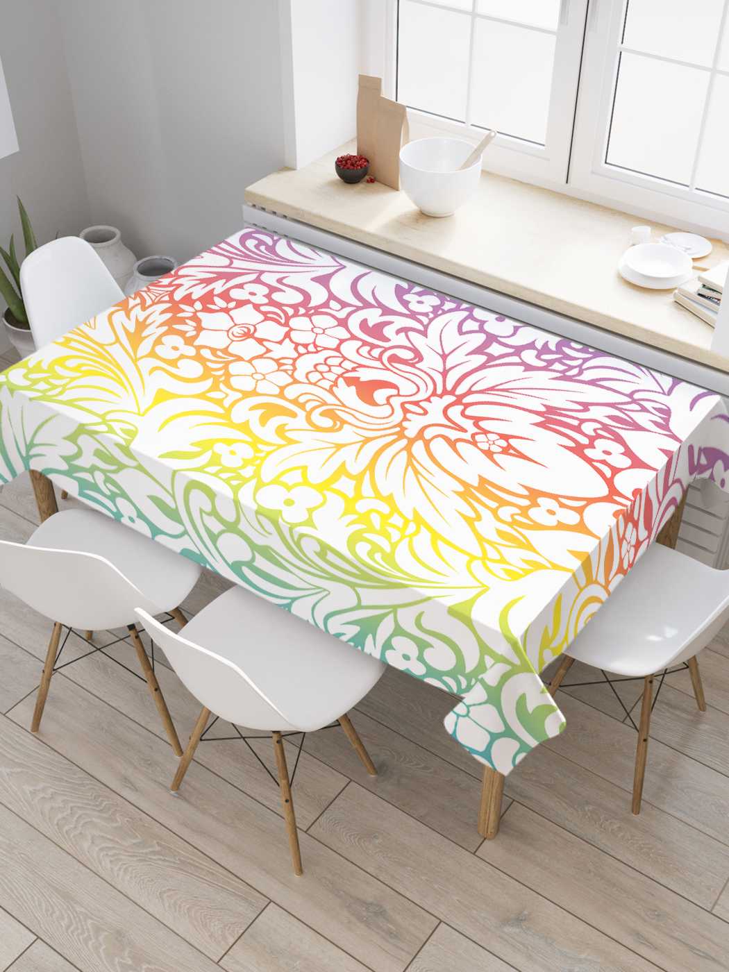 

Скатерть прямоугольная JoyArty "Эскиз цветов" из оксфорда, 180x145 см, Розовый, Эскиз цветов