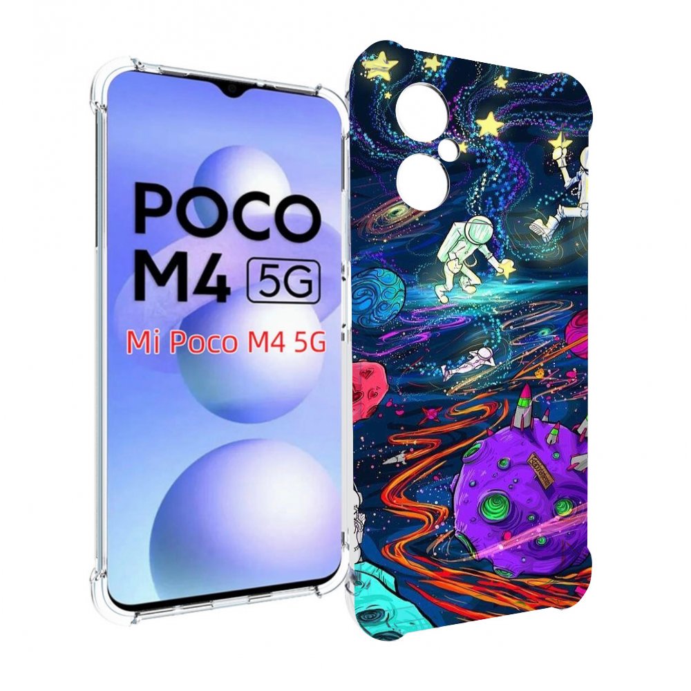 

Чехол MyPads красочный космос для Xiaomi Poco M4 5G, Прозрачный, Tocco