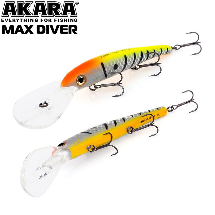

Воблер Akara Max Diver 120F 21 гр 3/4 oz 4,7 in A 6, Разноцветный, Max Diver