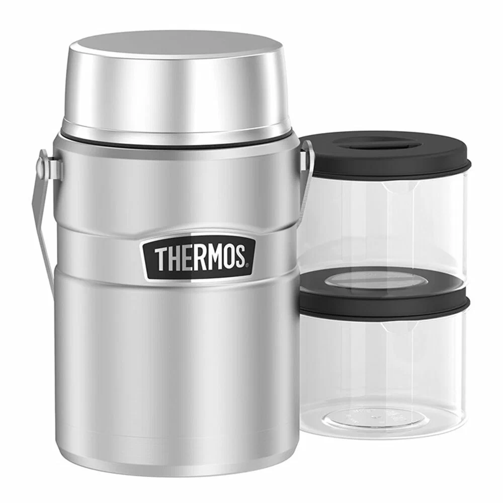 

Термос для еды Thermos King SK-3030 MS Big Boss 1,2л, стальной, Серебристый;черный, King SK-3030 MS Big Boss