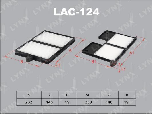 Фильтр салонный комплект Toyota Avensis/Carina E VI/Carina E VI Sportswagon 92>03 Lynx LAC 100037738394