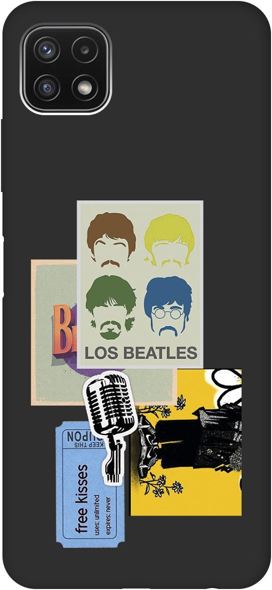 

Матовый чехол на Samsung Galaxy A22s 5G "Beatles Stickers" черный, Черный;белый, 8508