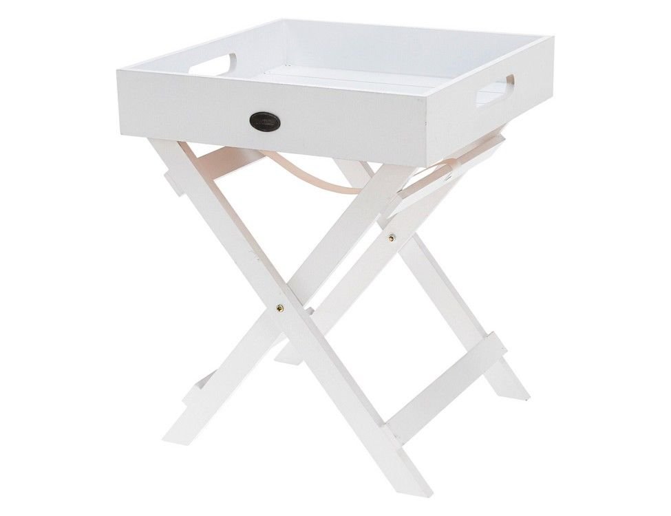 фото Сервировочный столик-поднос living со складными ножками, деревянный, белый, 30х30х36 см koopman international