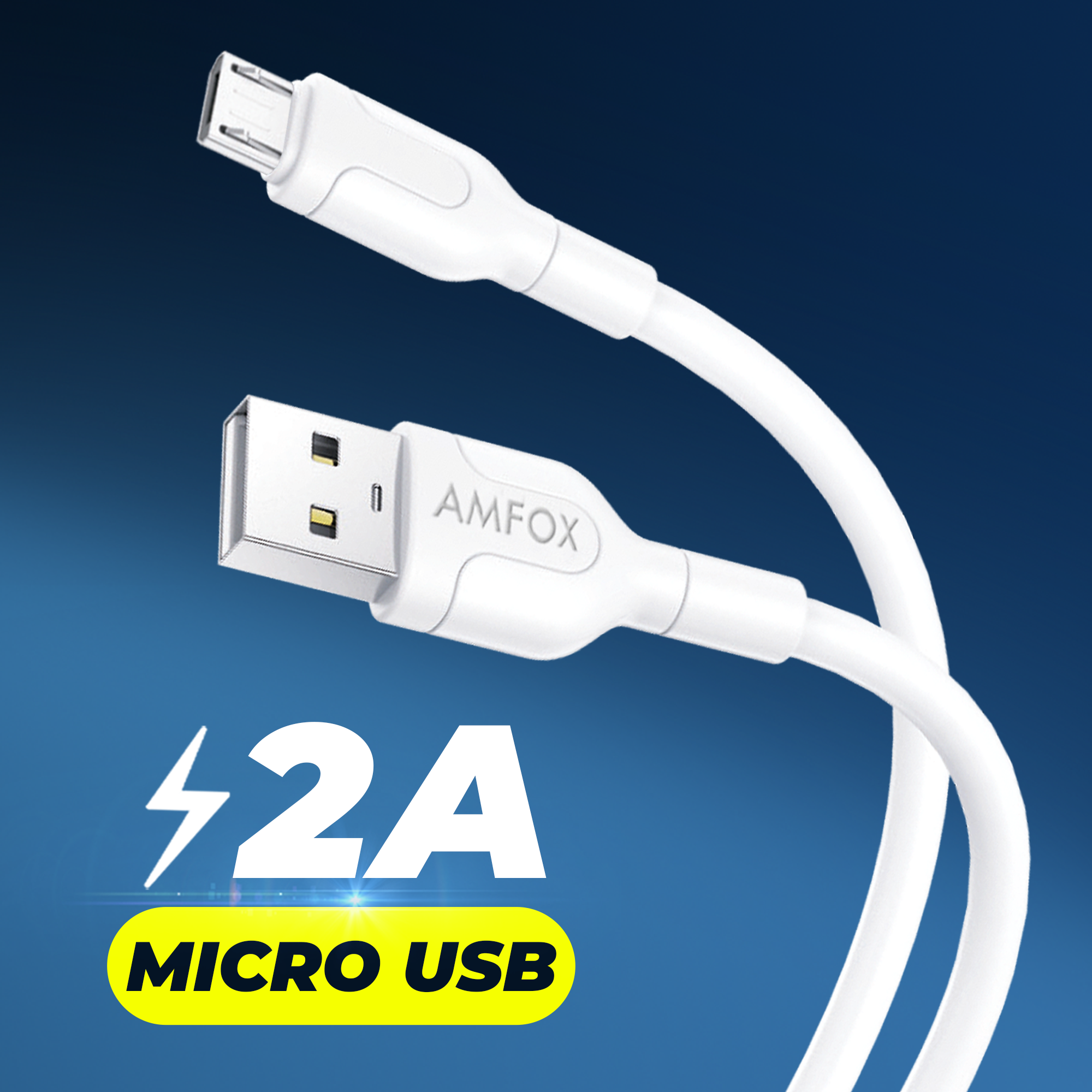 Кабель Micro USB - USB, AMFOX AC-11, 1 метр, белый