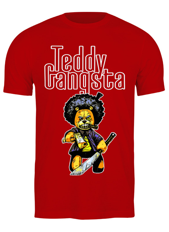

Футболка мужская Teddy gangsta 2701222 Printio красная 2XL, Teddy gangsta 2701222