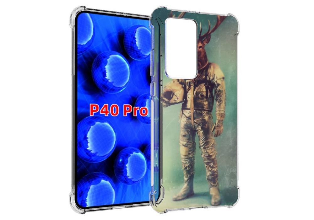 Чехол MyPads лось космонавт для Huawei P40 Pro противоударный