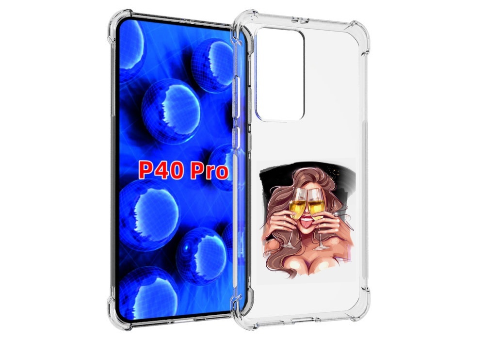 Чехол MyPads любительница-шампанского-модель женский для Huawei P40 Pro противоударный