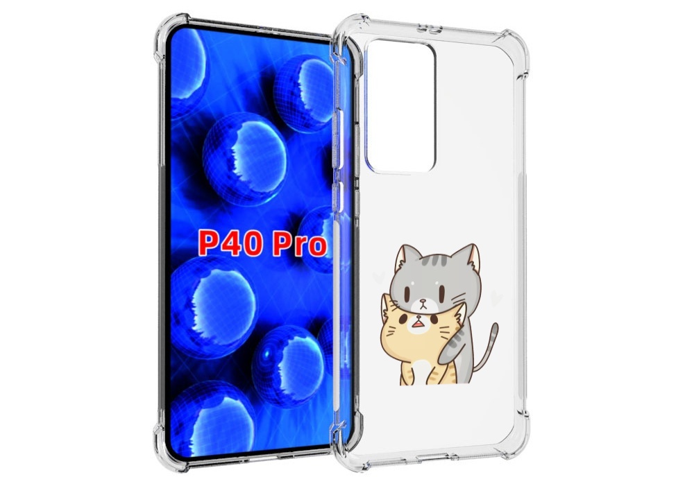 

Чехол MyPads любящие-коты для Huawei P40 Pro противоударный, Прозрачный, Tocco