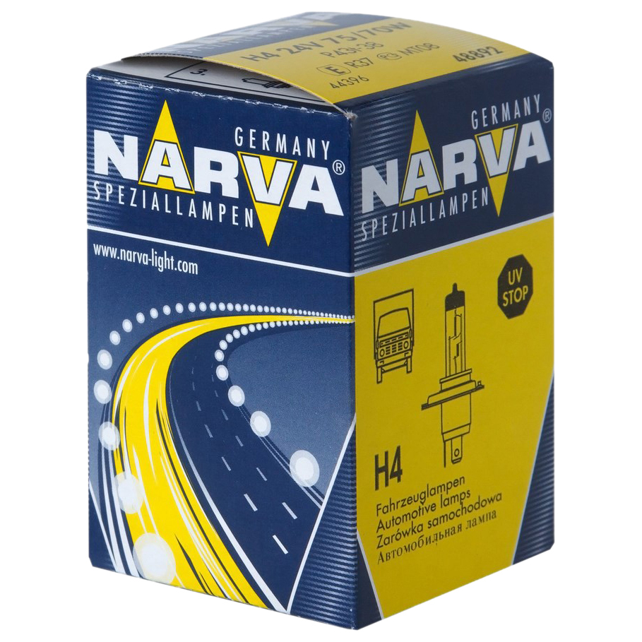 

NARVA 488923000 Лампа H4 24V 75/70W P43t-38 NVA упаковка Carton Box 1 шт 1шт