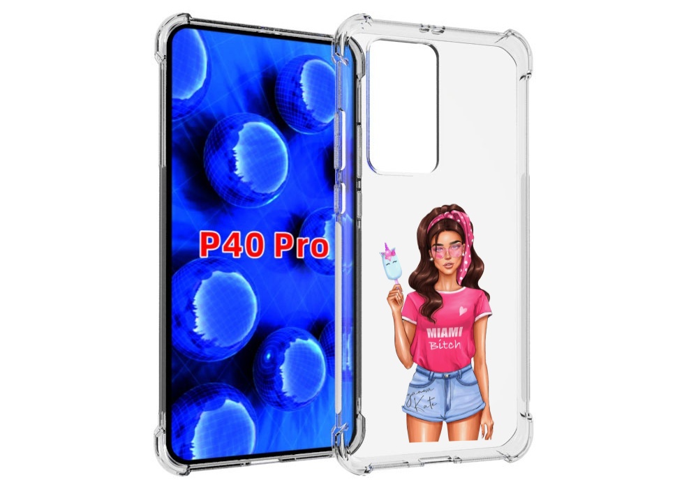 

Чехол MyPads майами-битч женский для Huawei P40 Pro противоударный, Прозрачный, Tocco
