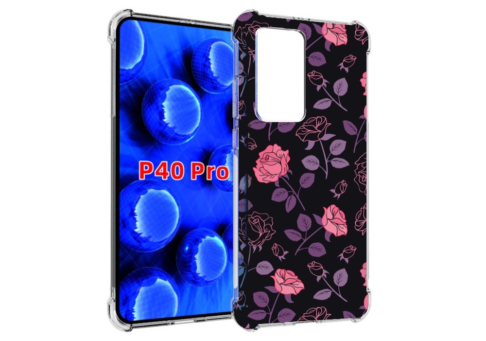 

Чехол MyPads маленькие розочки на черном фоне женский для Huawei P40 Pro противоударный, Прозрачный, Tocco