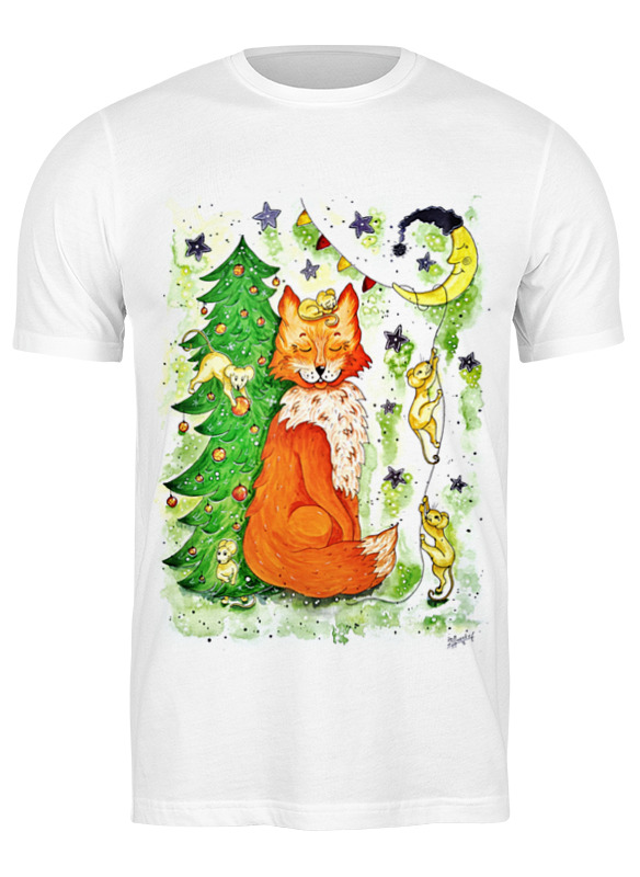 

Футболка мужская Лисичка и мышки. с новым годом! 2931324 Printio белая 2XL, Лисичка и мышки. с новым годом! 2931324