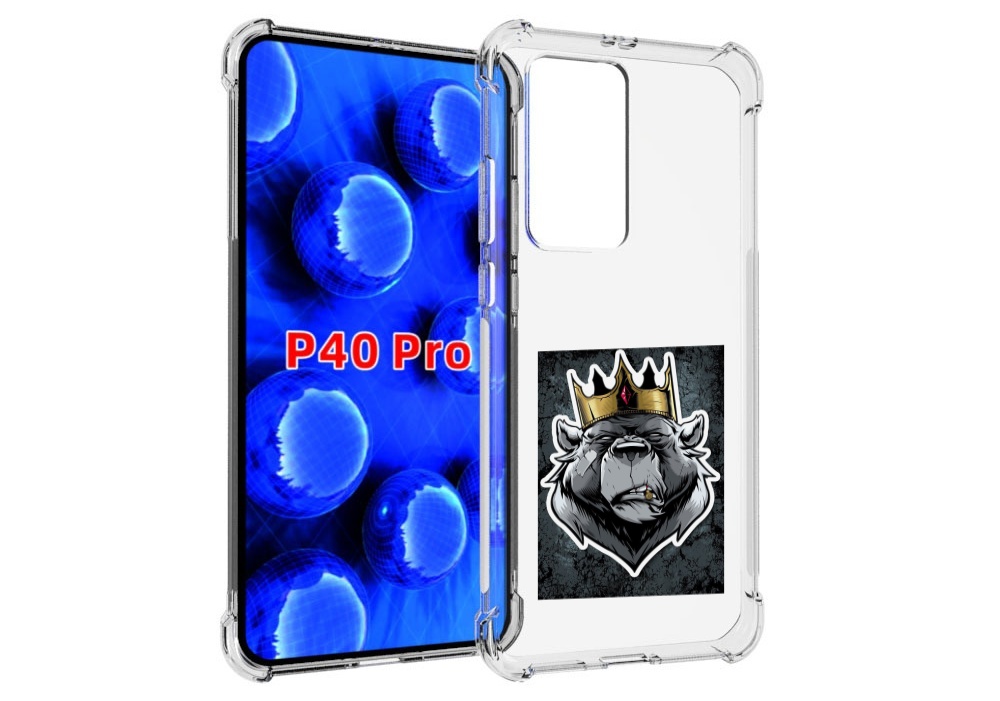 Чехол MyPads медведь с короной для Huawei P40 Pro противоударный