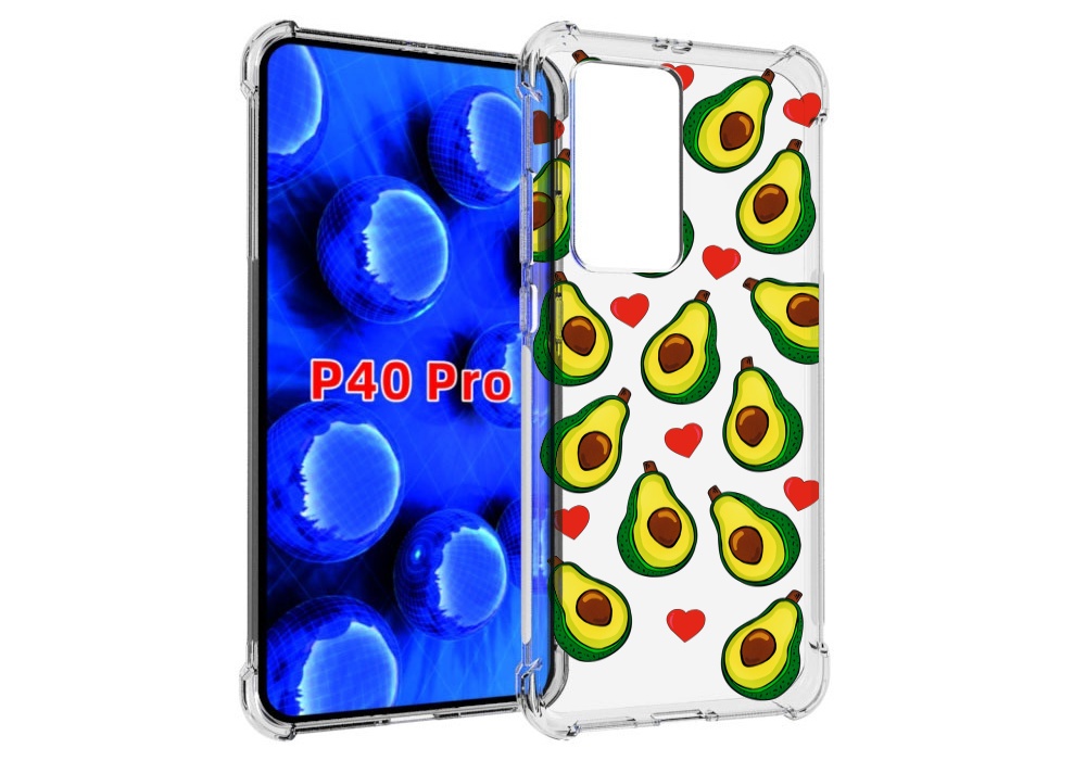 

Чехол MyPads миленькие-авокадо для Huawei P40 Pro противоударный, Прозрачный, Tocco