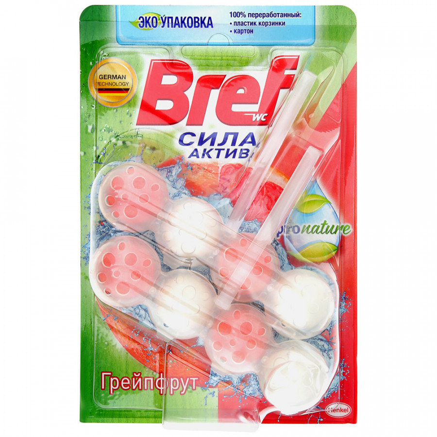 

Блоки для унитаза Bref Сила Актив ProNature грейпфрут чистящие 50 г х 2 шт