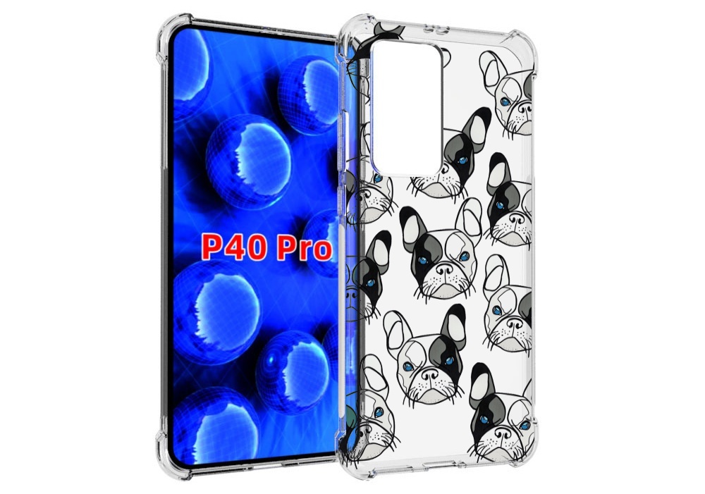 

Чехол MyPads мини-собачки-черно-белый для Huawei P40 Pro противоударный, Прозрачный, Tocco