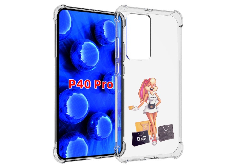 Чехол MyPads модница-зайка женский для Huawei P40 Pro противоударный