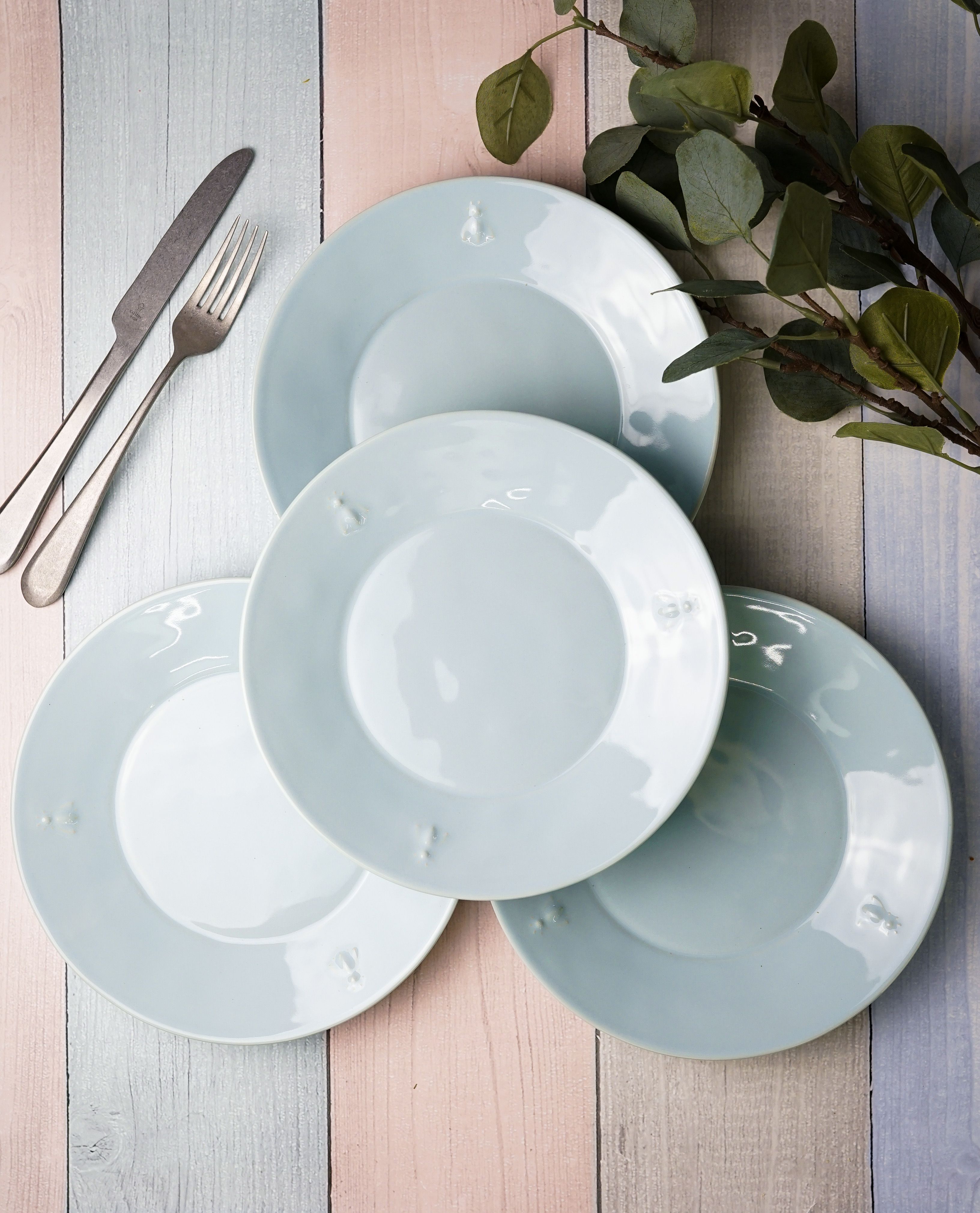 Набор обеденных тарелок La Rochere Ceramique Abeille, голубой, 21,5 см, 4 шт., керамика