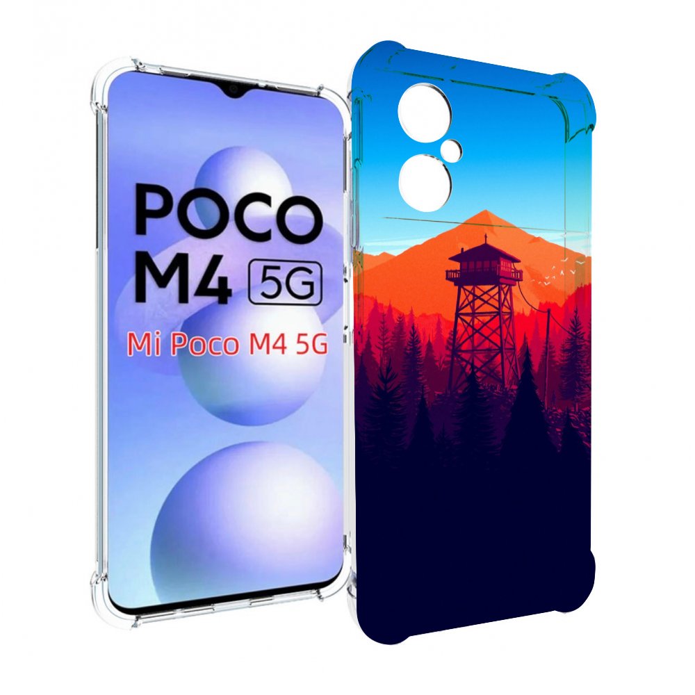 

Чехол MyPads лес с оранжевыми горами для Xiaomi Poco M4 5G, Прозрачный, Tocco