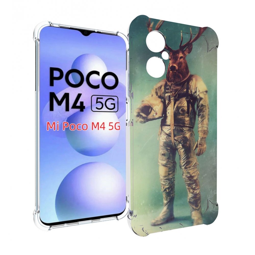 

Чехол MyPads лось космонавт для Xiaomi Poco M4 5G, Прозрачный, Tocco