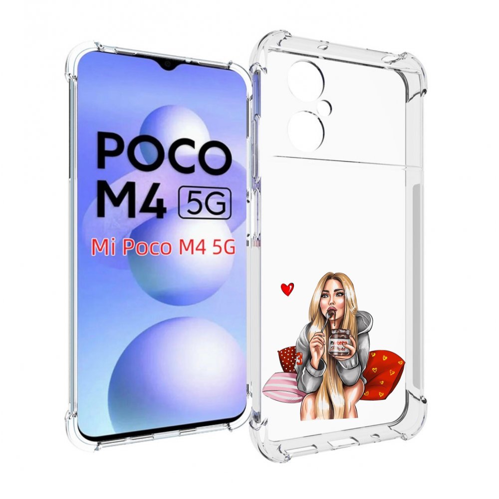 

Чехол MyPads любительница-нутеллы женский для Xiaomi Poco M4 5G, Прозрачный, Tocco