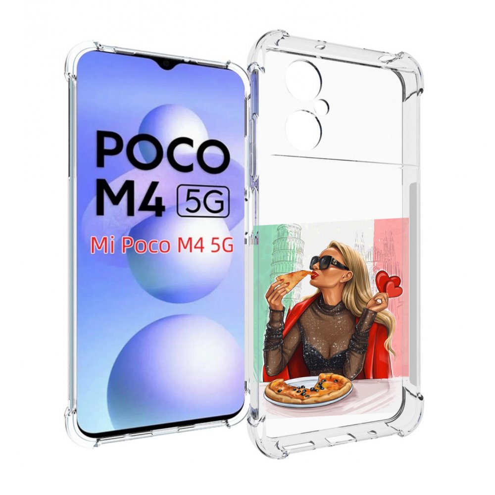 

Чехол MyPads любительница-пиццы женский для Xiaomi Poco M4 5G, Прозрачный, Tocco