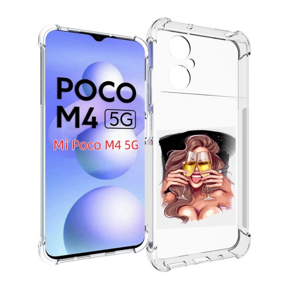 

Чехол MyPads любительница-шампанского-модель женский для Xiaomi Poco M4 5G, Прозрачный, Tocco