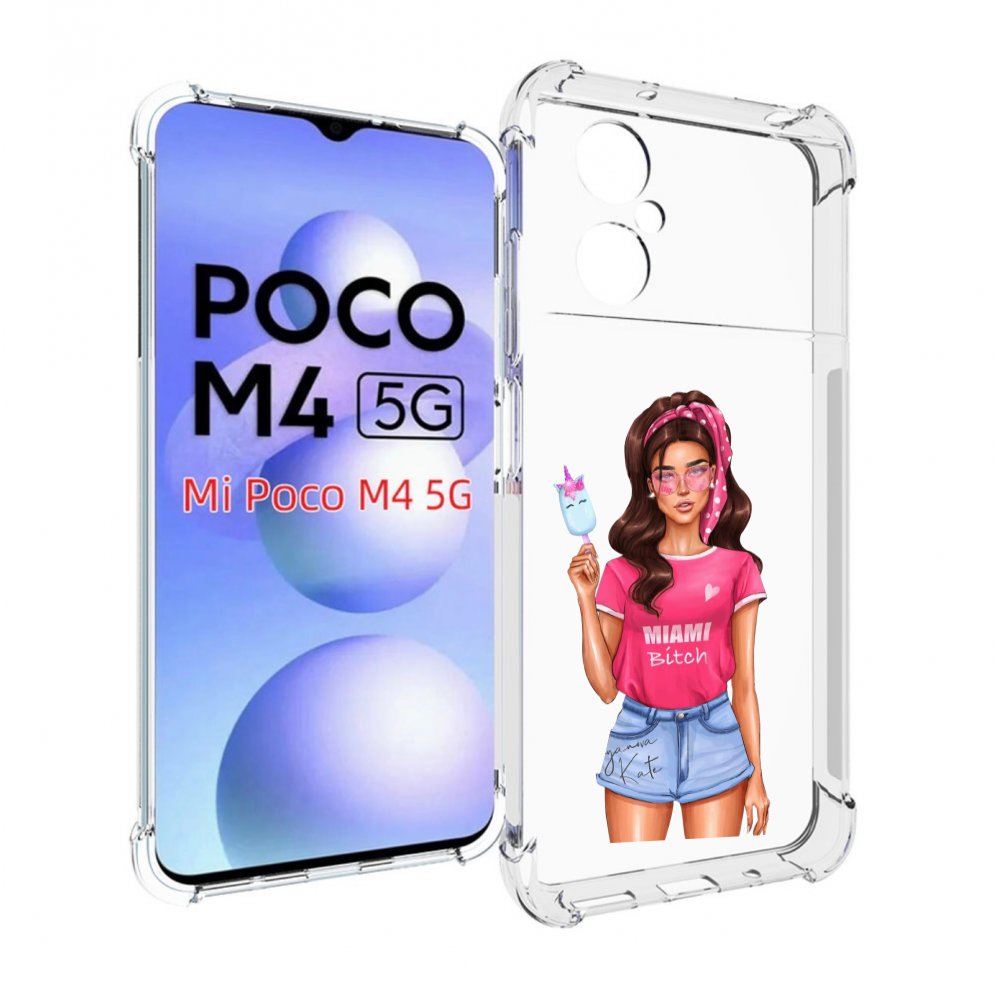 

Чехол MyPads майами-битч женский для Xiaomi Poco M4 5G, Прозрачный, Tocco