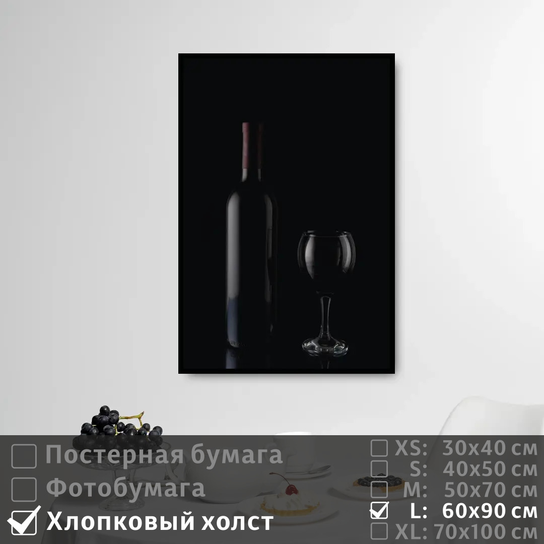 

Постер на холсте ПолиЦентр Вино и бокал 60х90 см, ВиноИБокал