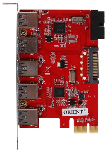 

ORIENT VA-3U5219PE OEM Контроллер PCI-Ex, USB 3.0 (USB 3.1 Gen1) 5ext/2int (19-pin) port,