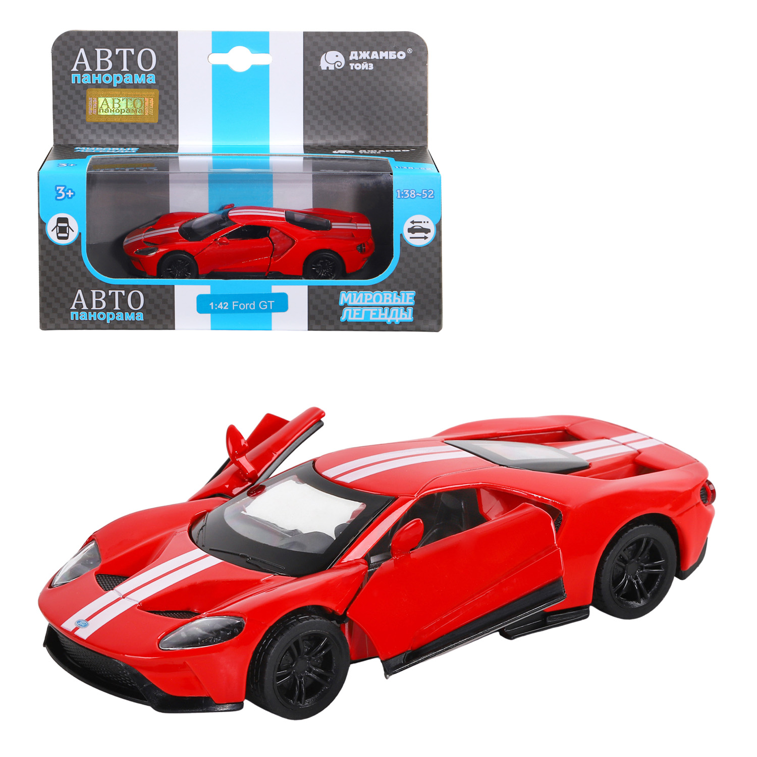 фото Машинка автопанорама 1:40 ford gt, красный