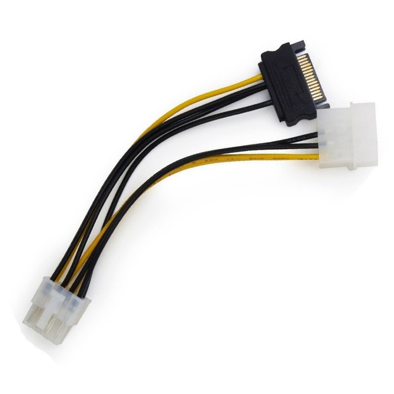 Переходник Orient Molex - 8 pin, SATA - 8 pin JST-XH 0.2м () черный, желтый