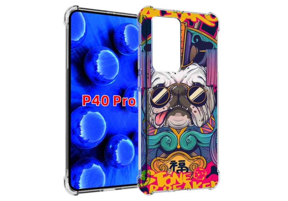 

Чехол MyPads мопс агро яркая для Huawei P40 Pro противоударный, Прозрачный, Tocco