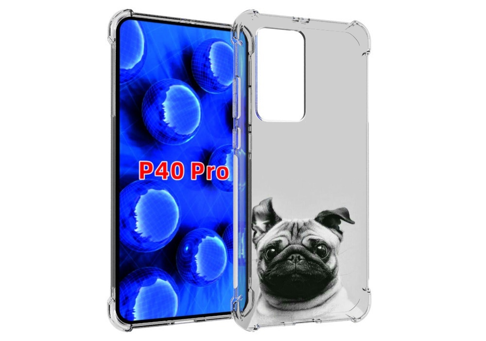 

Чехол MyPads мопс для Huawei P40 Pro противоударный, Прозрачный, Tocco