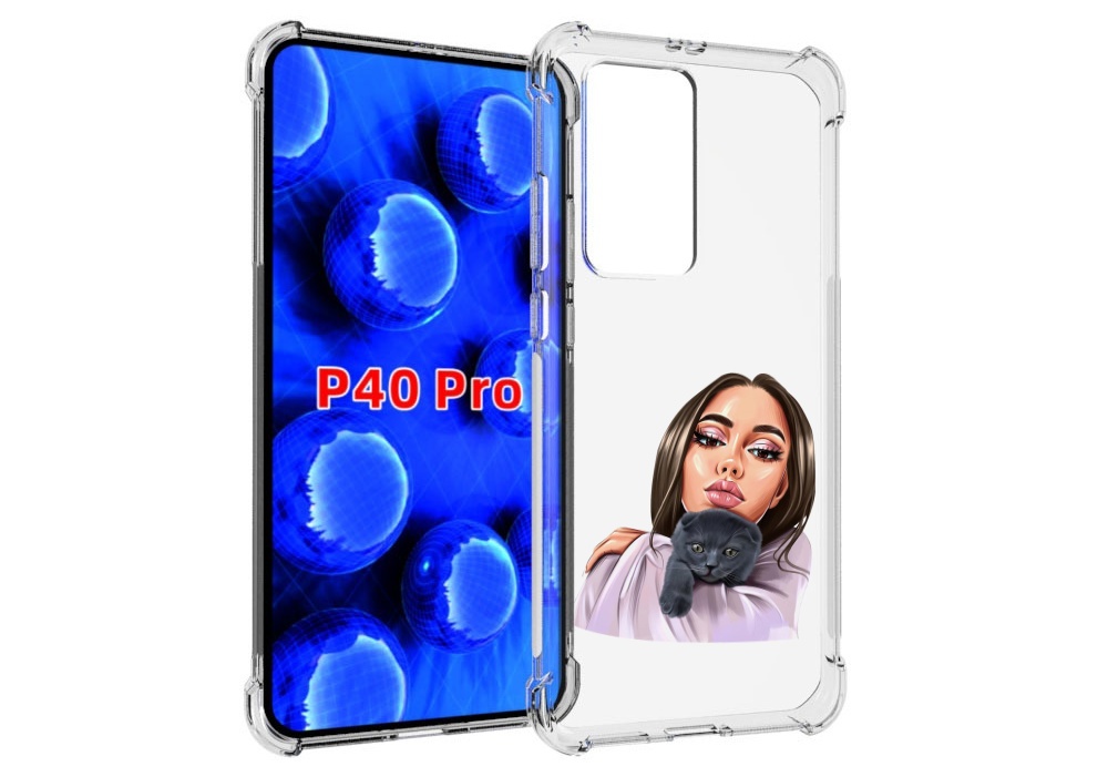 

Чехол MyPads нарисованная-девушка-с-котом женский для Huawei P40 Pro противоударный, Прозрачный, Tocco