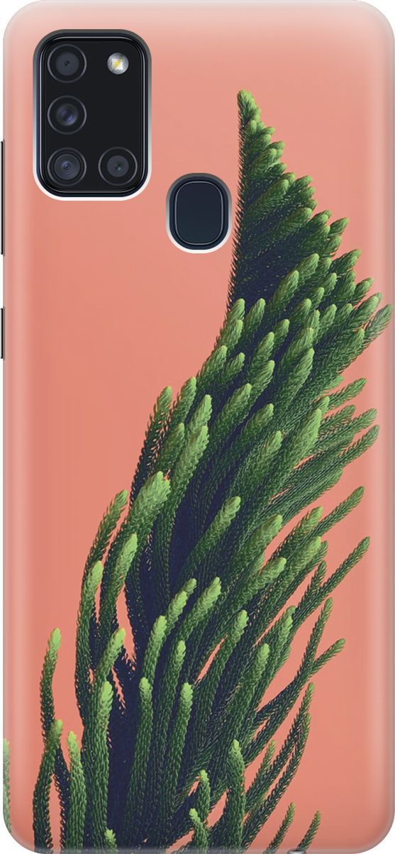 

Силиконовый чехол на Samsung Galaxy A21s "Хвоя на розовом", Зеленый;розовый, 7073