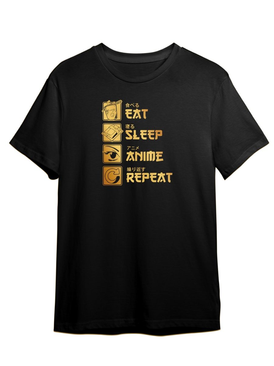 

Футболка унисекс Каждому Своё Eat, sleep, anime, repeat/Аниме ANRA7ZG черная M, "Eat, sleep, anime, repeat/Аниме" ANRA7ZG