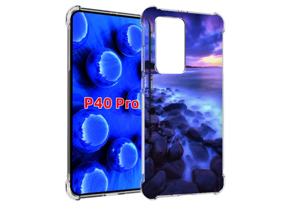 

Чехол MyPads неоновый берег для Huawei P40 Pro противоударный, Прозрачный, Tocco