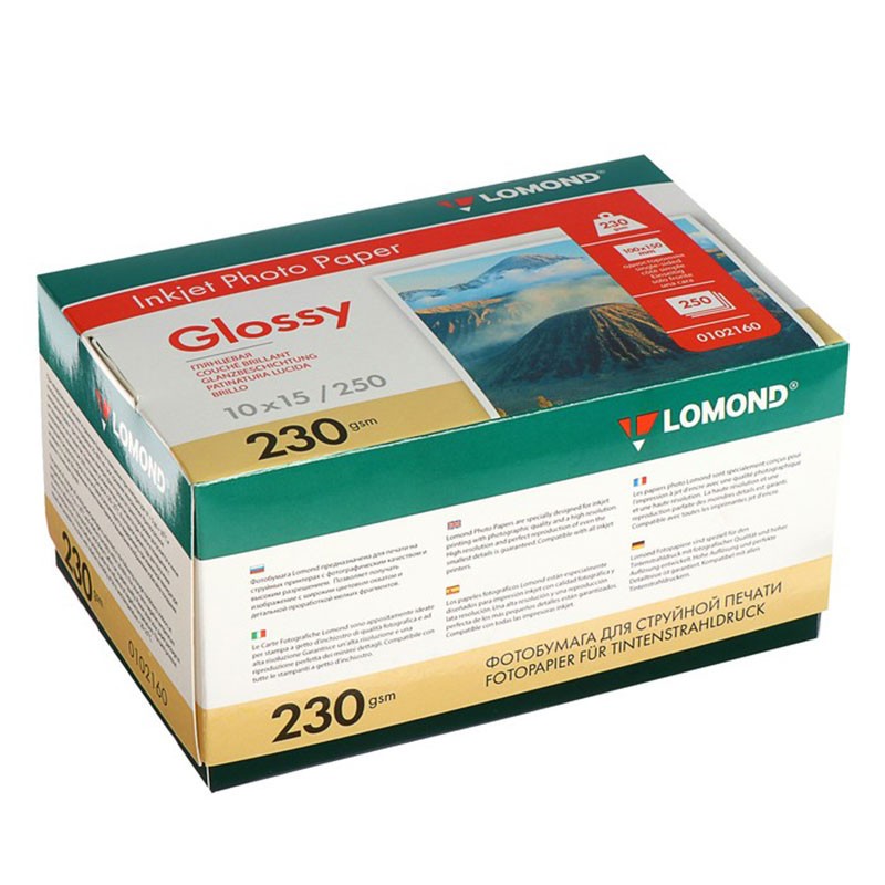 

230 г/м, 10х15, Глянцевая односторонняя фотобумага, 250 листов Lomond 0102160, 0102160