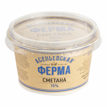 фото Сметана асеньевская ферма 15% бзмж 350 г