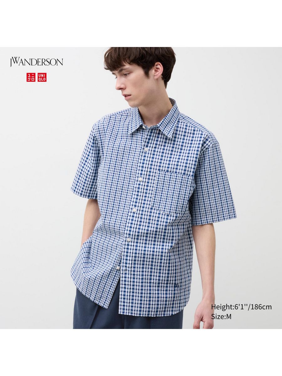 

Рубашка мужская UNIQLO 466938 синяя L, Синий, 466938