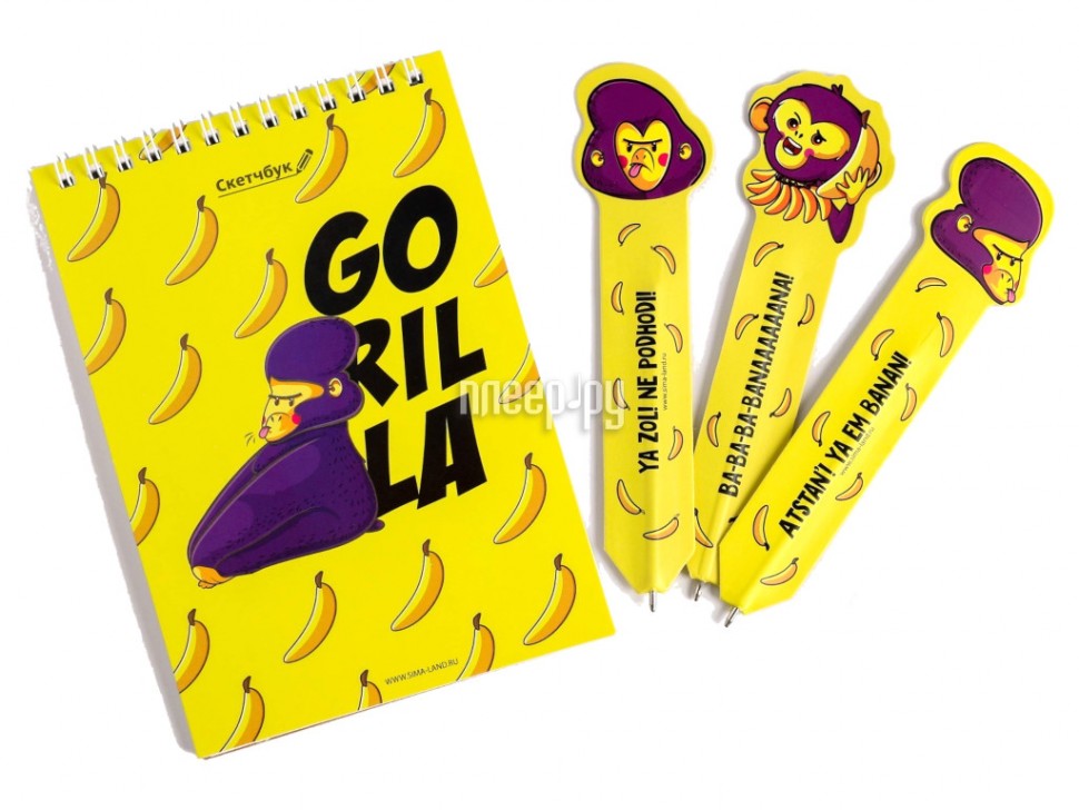 

Набор ArtFox Gorilla. Скетчбук A6 + бумажные ручки 3 шт 18.2x19.5cm 4727993, Желтый
