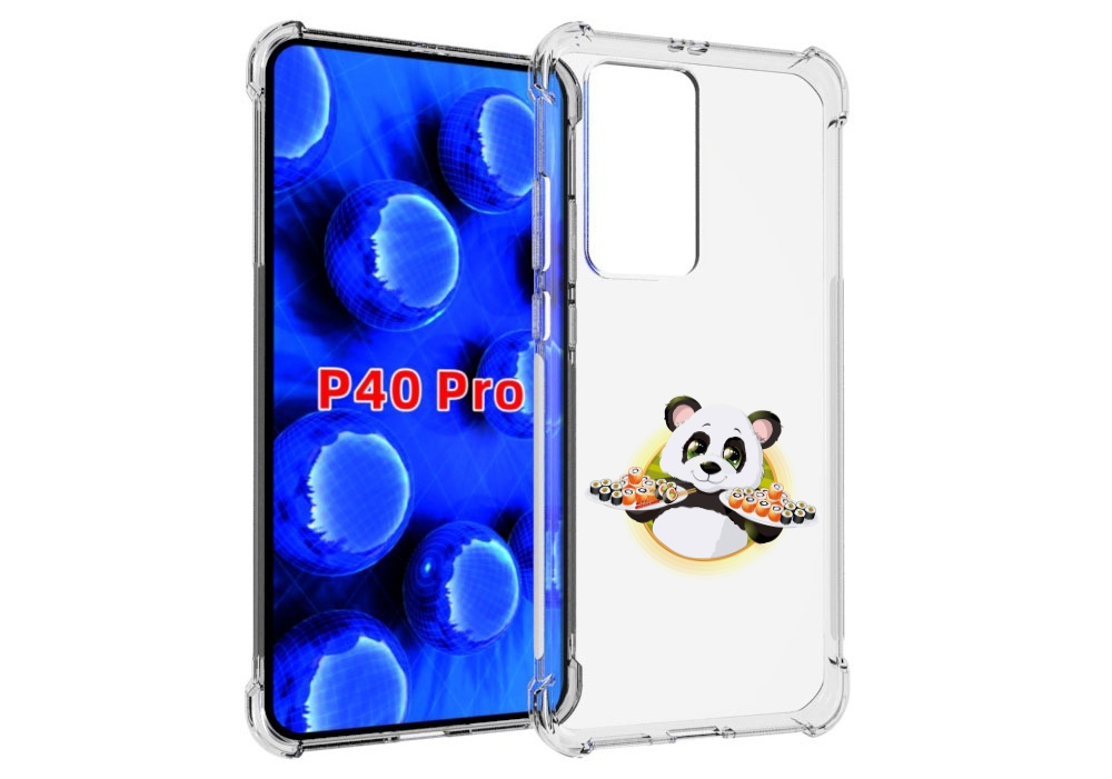 Чехол MyPads панда-с-суши для Huawei P40 Pro противоударный