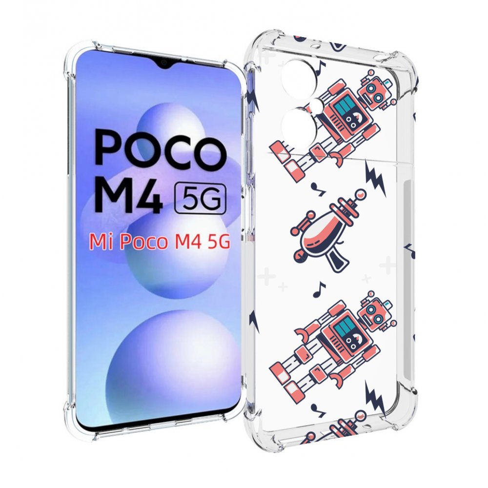

Чехол MyPads мини-роботы для Xiaomi Poco M4 5G, Прозрачный, Tocco