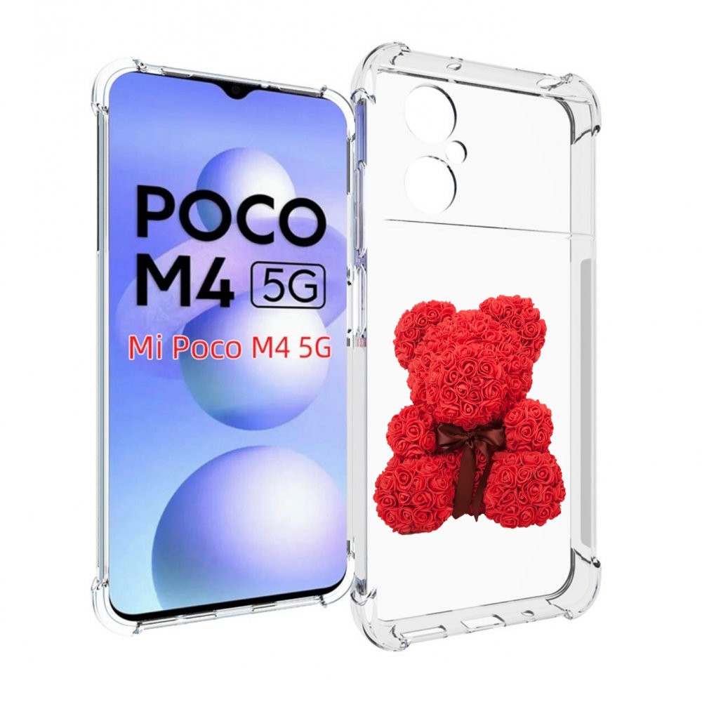 

Чехол MyPads мишка-из-розочек для Xiaomi Poco M4 5G, Прозрачный, Tocco