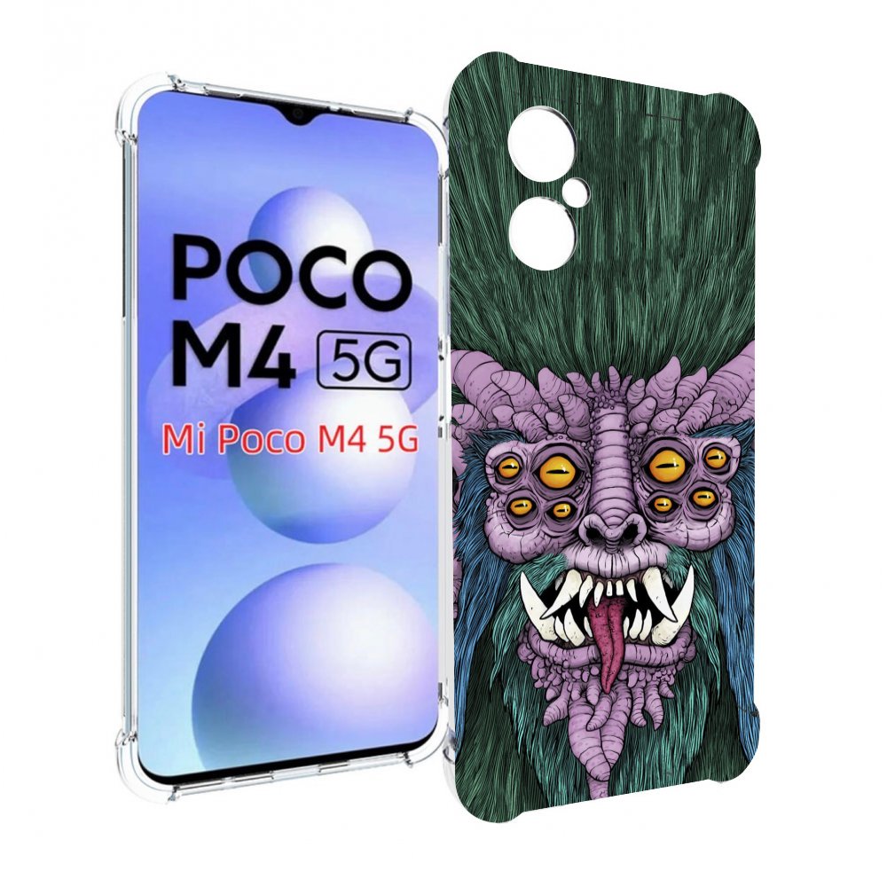 

Чехол MyPads многоглазый черт для Xiaomi Poco M4 5G, Прозрачный, Tocco