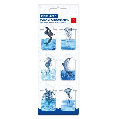 

Закладки магнитные для книг Brauberg Marine Life 35x25mm 6шт 113163