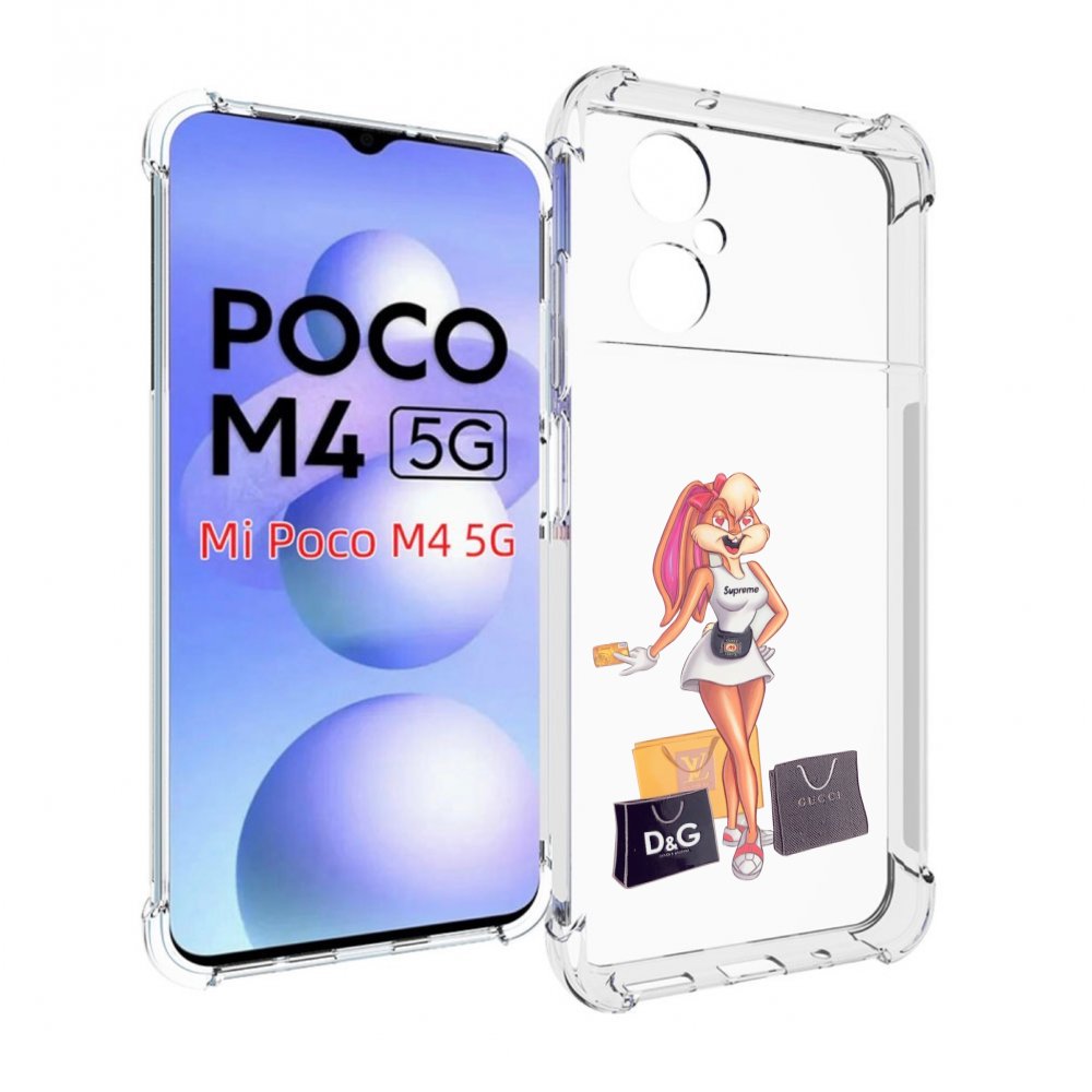 

Чехол MyPads модница-зайка женский для Xiaomi Poco M4 5G, Прозрачный, Tocco