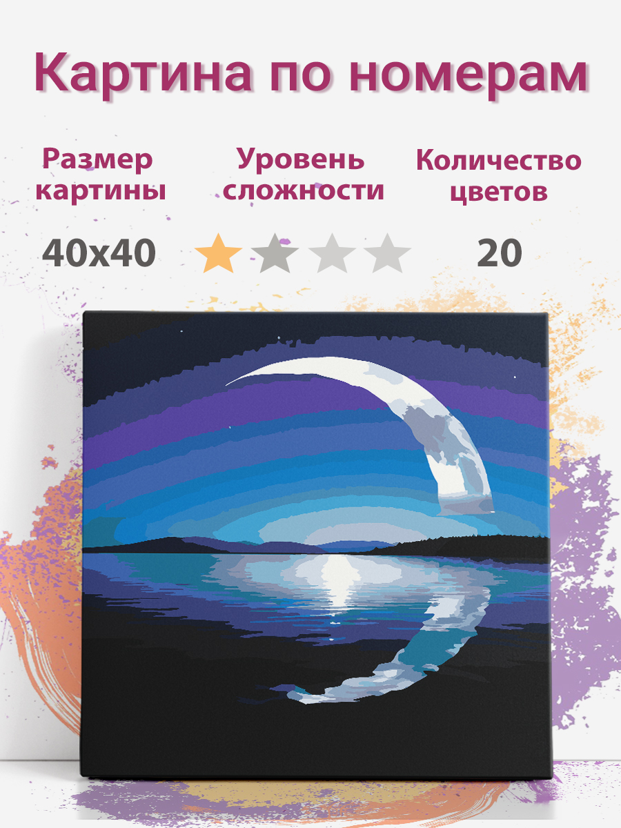 

Картина по номерам Раскрасим сами Луна на подрамнике 40х40 см, луна