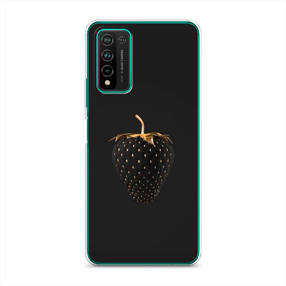 фото Чехол awog "черно-золотая клубника" для honor 10x lite